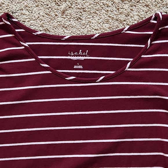 Isabel Maternity by Ingrid&Isabel ¾ sleeve midi dress Size M maroon&white stripe - Picture 6 of 7